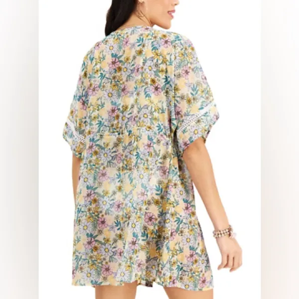MIKEN' Kimono Cover-Up Swimsuit, Printed Multicolor Juniors’ Size XL - Image 2