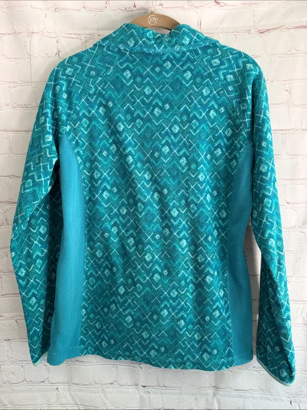 Columbia Teal Geometric Chevron Quarter-Zip Fleece Pullover Woman’s Size M - Image 3