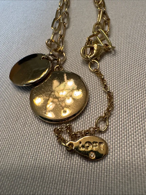 LOFT Gold-Tone Paperclip Chain Necklace with Double Disc Charms - Image 3
