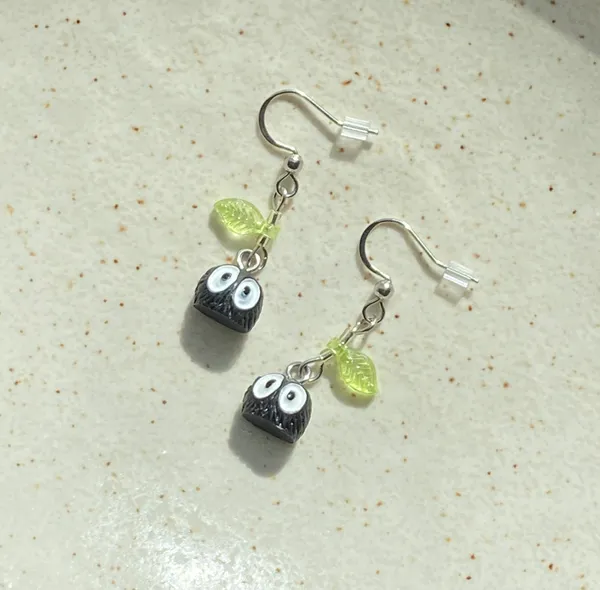 Handmade Kawaii fairy cottage style soot dangle earrings 🍃🌀🌳 - Image 8