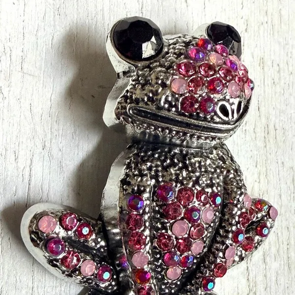 Pink Rhinestone Frog Brooch Pink - Image 8