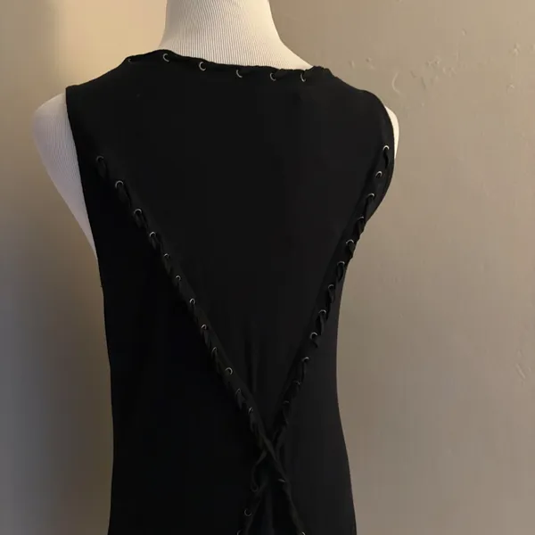 GUESS x Tiesto NWT Lace Up Eyelet Tank Top‎ Jet Black Festival Large - Image 5