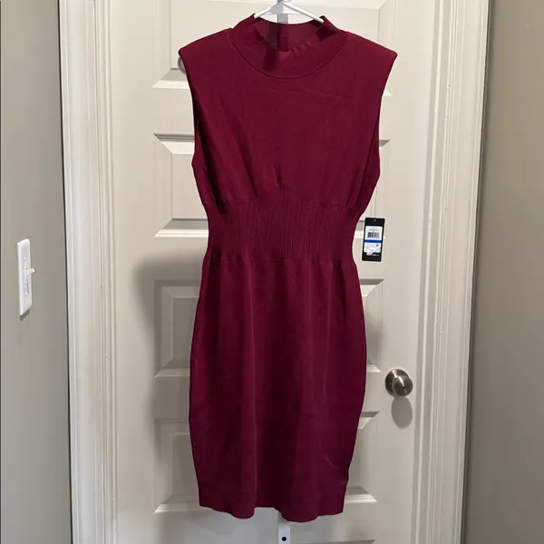 Guess Bodycon Dress‎ Wine Red Size XL NWT Mock Neck Party Mini - Image 2