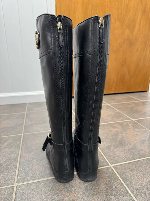 Tory Burch Adeline Riding Boots Knee High Equestrian Leather Black 7.5 Classic - Image 11