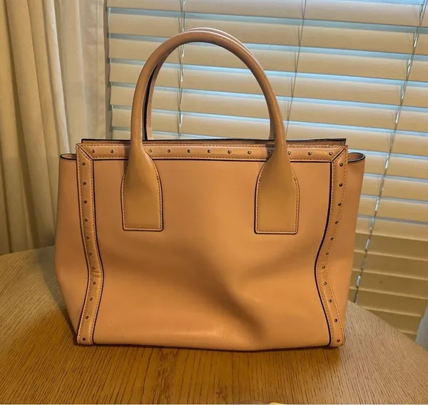 Fabulous Kate Spade New York Posy Pink Gold Studded Leather Satchel Shoulder Bag - Image 7