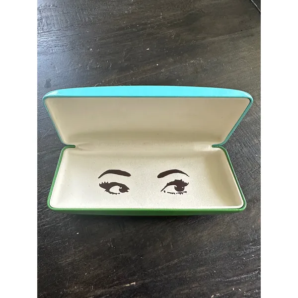 Kate Spade Turquoise and Green Hard Shell Eyeglass Case with Eye Graphic Inter - Image 4