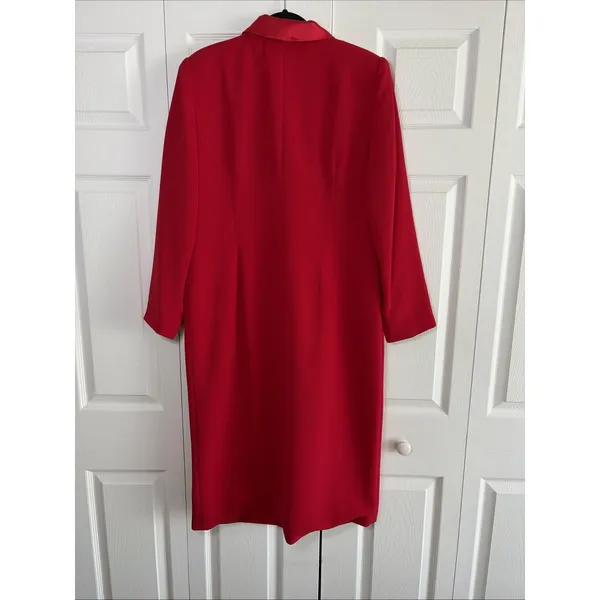 Elizeh Lily & Taylor Red Double Breasted Coat Dress Womens Size 12 Vintage - Image 5