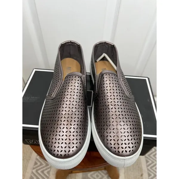 MIA Edith Slip-On Sneakers Size 8M Pewter Perforated Low Platform Shoes - Image 11