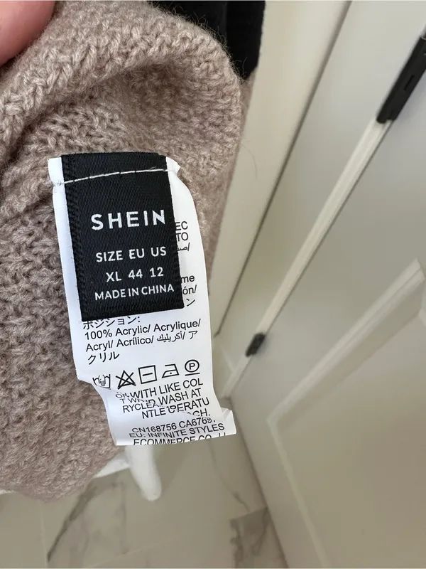 SHEIN Black and Beige Colorblock Crewneck Sweater XL - Image 9