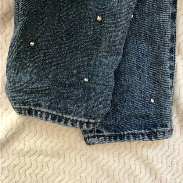 Tobi Studded High Rise Mom Jeans Womens 25 Blue Denim Zip Fly Classic Silver - Image 8
