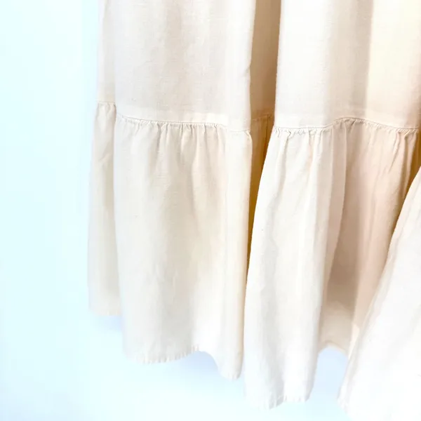 Old Navy Tiered‎ Mini Dress Womens Large Cream Boho Smocked Embroidered Peasant - Image 6