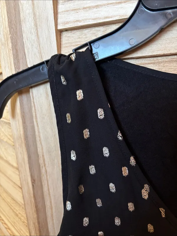 I.N San Francisco V-Neck Sleeveless Top with Gold Dot Print Small - Image 2