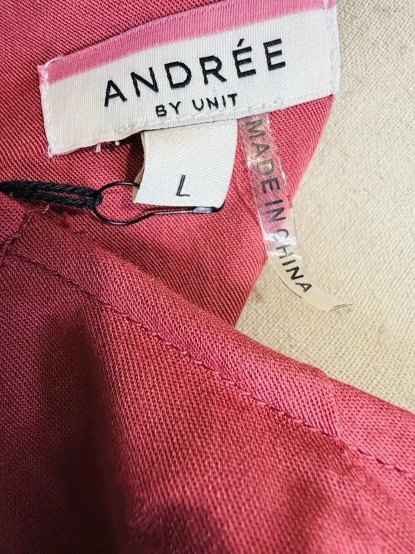 Andree By Unit Peplum Tunic Blouse Top Dark Dusty Pink Sz Large V-Neck NWT - Image 9