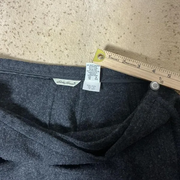 Eddie Bauer Gray 100% Wool Wrap Mini Dark Academia Skirt Lined‎ Size 14 Preppy - Image 6