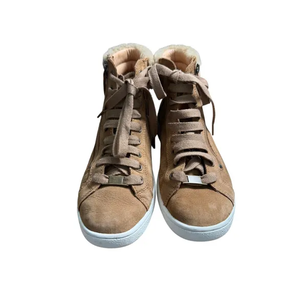 UGG Shearling Trim Cozy Comfort Winter Size Zip Chestnut Suede Fleece Cuff Sz 9 - Image 2