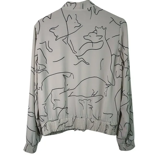 Aritzia Babaton Gilroy Bomber Jacket Sz M Fox Print Abstract Zip Up - Image 3