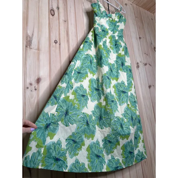 NWT Lulus Candria Cream and Green Floral Surplice Midi Dress Resort Party Size M - Image 5