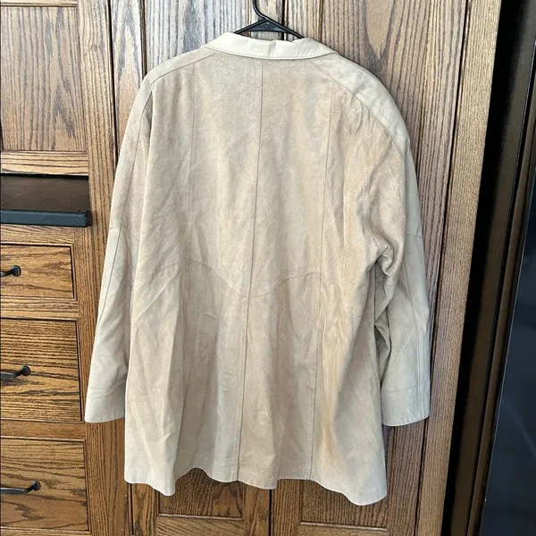 Bod + Christensen Light‎ Tan Cream Suede Leather Jacket coat Long Women’s Medium - Image 8