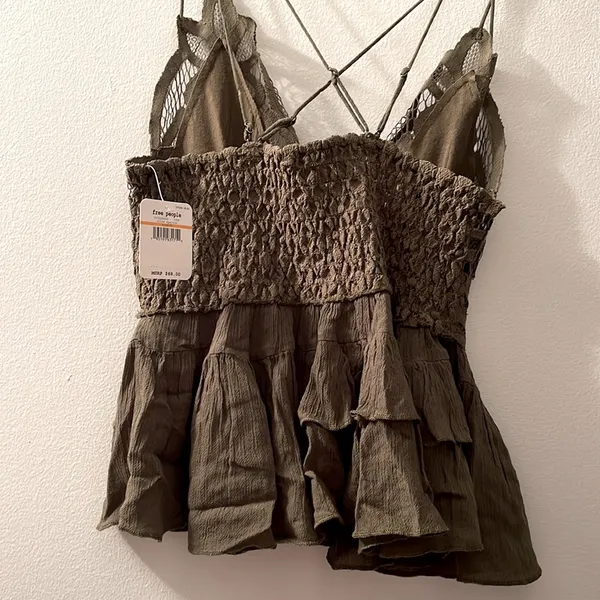 NWT Free People Adela Cami Olive Green - Image 4