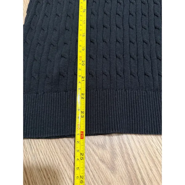 Tommy Hilfiger Womens black‎ Cable Knit Cotton Sweater Size M Crew Neck Logo - Image 6