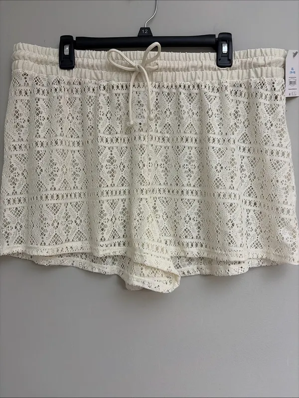 Time & tru New!Lace Drawstring cover up Beach Shorts - Cream sizeXL 16-18 - Image 2