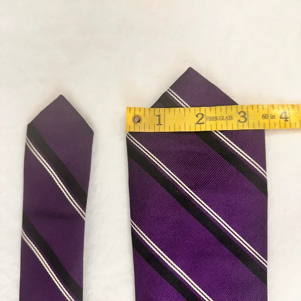 Polo By Ralph Lauren Men's Silk Tie Purple Striped Classic Handmade Necktie - Image 6