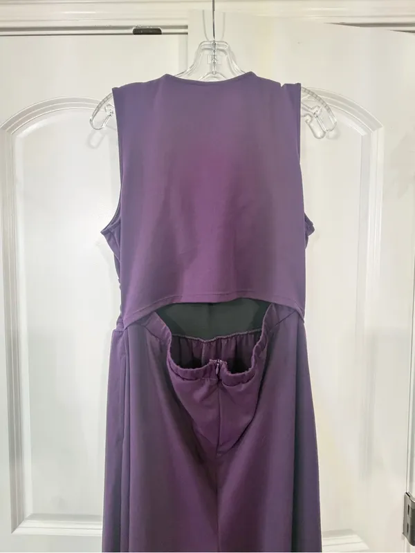HALARA Sleeveless V-Neck Wide-Leg Jumpsuit in Plum NWT - Image 7
