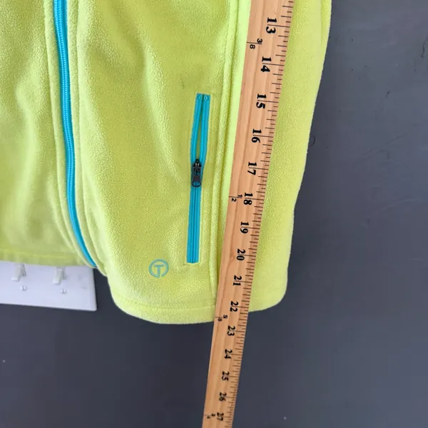 Talbots Womens Petite‎ Small Neon Lime Yellow Full Zip Fleece Vest Outdoor - Image 8