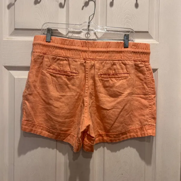 Athleta Cabo Linen Blend Shorts‎ Peach Orange Drawstring Elastic Waist 4" Sz 12 - Image 4