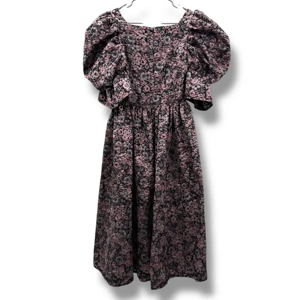 Mary Benson Lucinda Winter Floral Black & Pink Jacquard Dress Sz S‎ NEW Prairie - Image 6