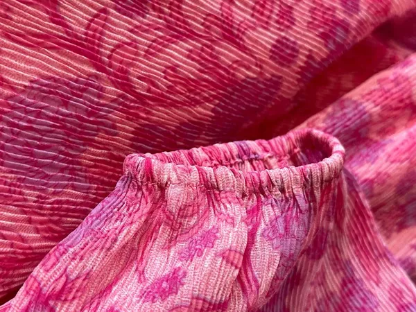 Japna Pink & Purple Floral Wrap Blouse with V-Neck, Tie Back. Boho Romantic - Image 2