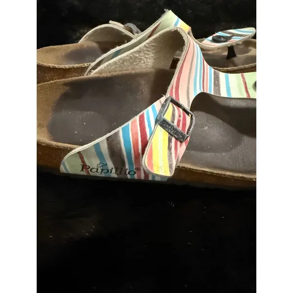 PAPILLIO by Birkenstock ‘Gizeh’ striped 40 9.5 Birko-Flor Thong Sandals Shoes - Image 7