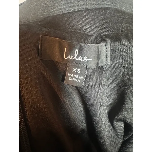Lulus Black Ruched Mesh Mini Dress Tulle Ruffle Shoulder V-Neck XS Homecoming - Image 4