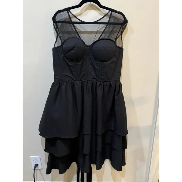 Corset story dress Black Tiered Mesh Size 38 Whimsy Goth - Image 4