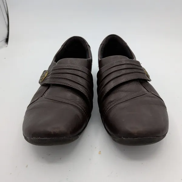 Clarks Artisan Womens 7.5M Brown Leather‎ Ruched Slip On Loafers 26102320 - Image 3