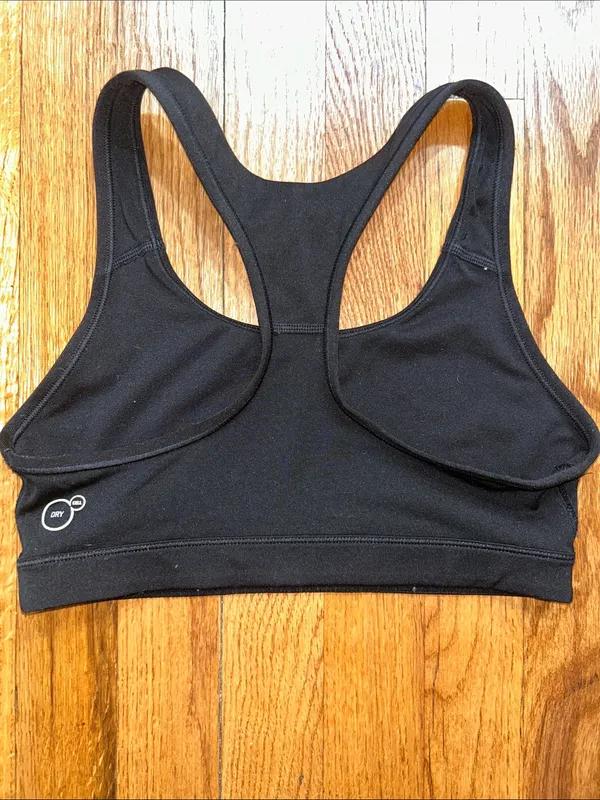 Puma Black Sports Bra with White Outline Logo Small - Image 2