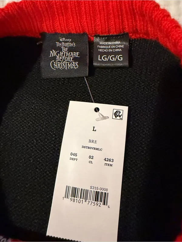 Women’s Red, Black & White Jack Skellington Crewneck Sweater - Image 4