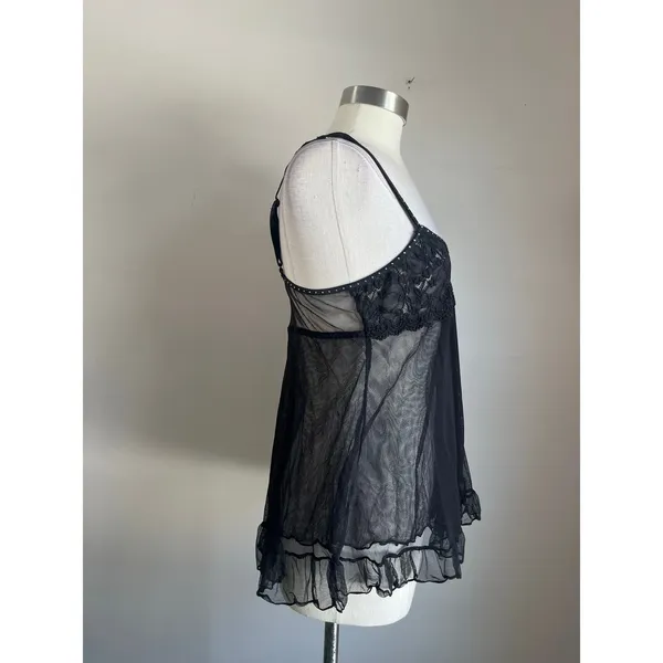 Source Unknown Whimsigoth Sheer Lace Babydoll Tank Goth Grunge Fairycore Top Size S/M - Image 3
