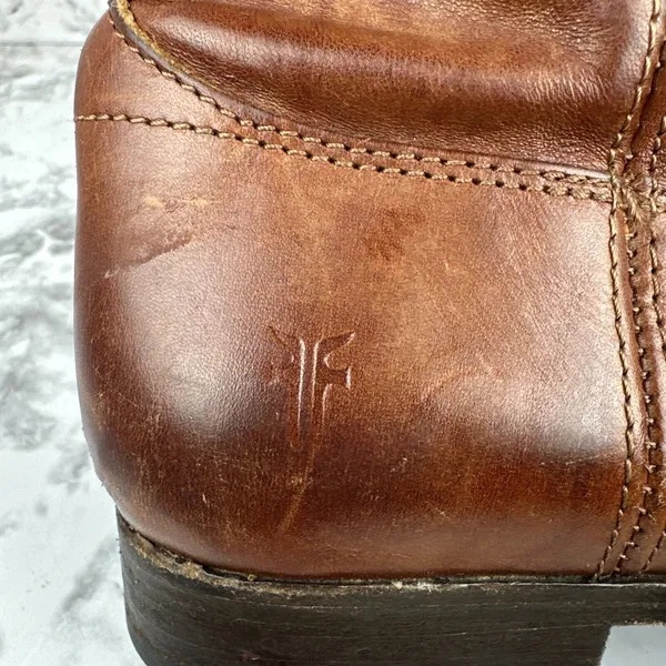FRYE Womens Vintage Melissa Button Tall Riding Boots Size 7 Brown Cognac Leather - Image 7