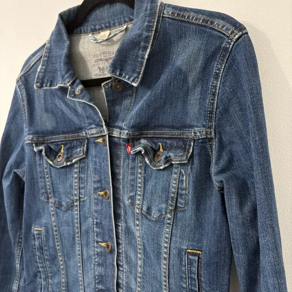 Levi's Blue Denim Button Front Jean Jacket Sz M - Image 2