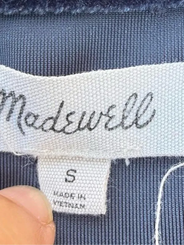 Madewell Midnight Blue Velvet Blouse Shirt Balletcore Women’s Size Small - Image 3
