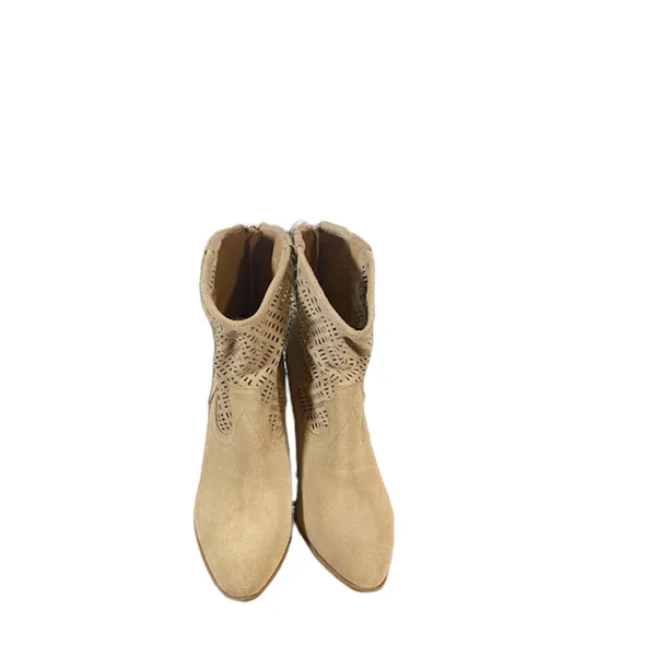 Crown Vintage Women’s Beige Suede Western Wedge Ankle Boots Size 7.5 - Image 14