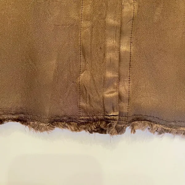 Raquel Allegra Satin Maxi Skirt L Button Front Boho Indie Minimalist Moss Brown - Image 10