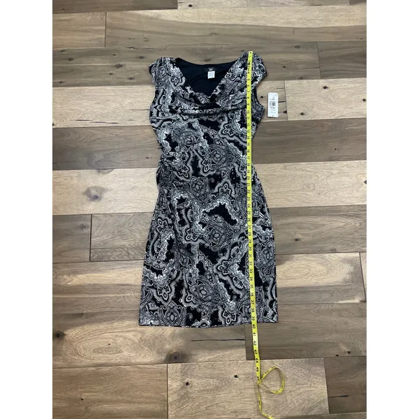 JBS Paisley Sequin Bodycon Dress Size M Black White Scoop Neck NWT Made in USA - Image 5