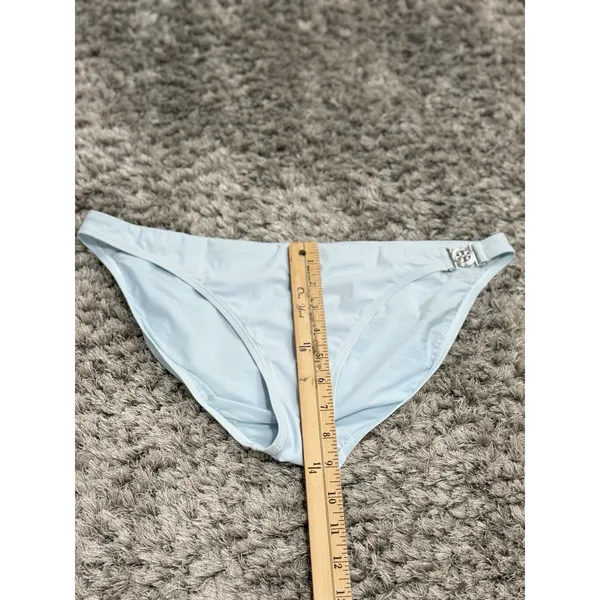 Tory Burch Miller Light Blue Bikini Bottom Low Rise Silver Logo Buckle Size L - Image 10