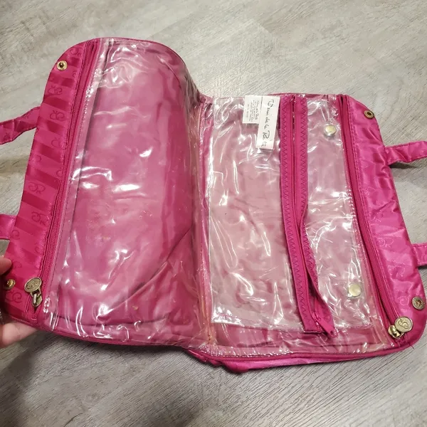 Oscar De La Renta Pink Snap Closure Makeup Bag - Image 4