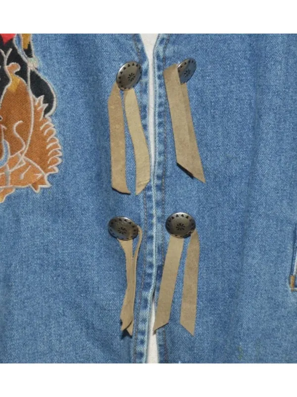 VTG Cambridge Dry Goods Western Denim Vest Womens L Embroidered Rodeo Cowgirl 90 - Image 6