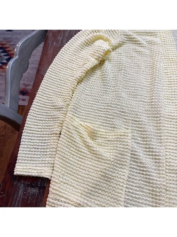 Blakeley Poppy Popcorn Knit Cardigan Pale Yellow Petite Small - Image 3