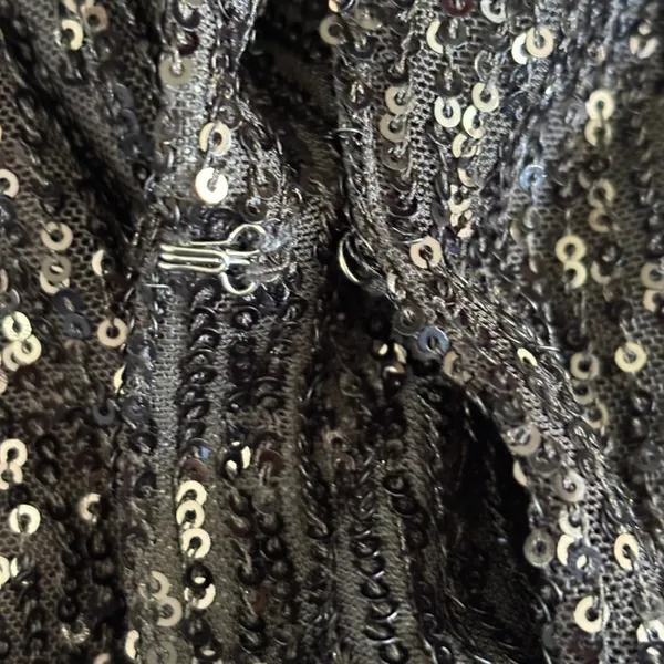Nanette Lepore‎ Sequin Jacket Sz M Black Ostrich Feather Trim NYE Holiday Party - Image 10