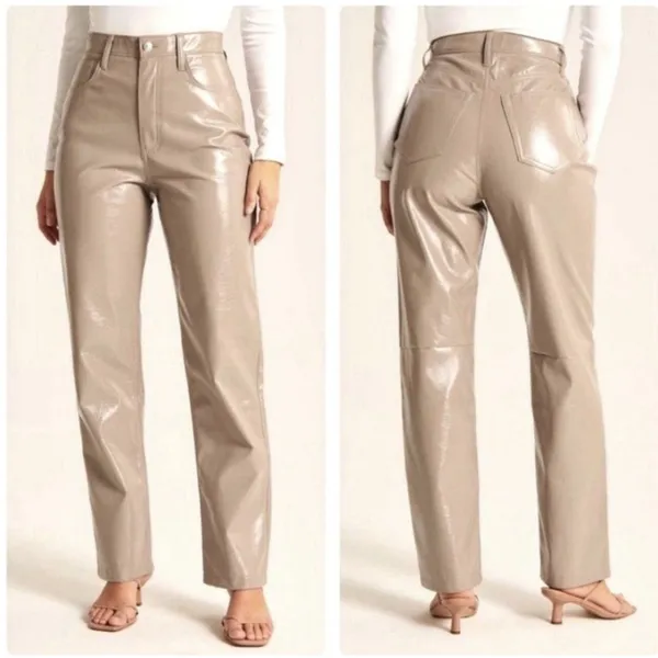Abercrombie & Fitch Curve‎ Love 90s Straight Ultra High Rise Vegan Leather Pants - Image 2